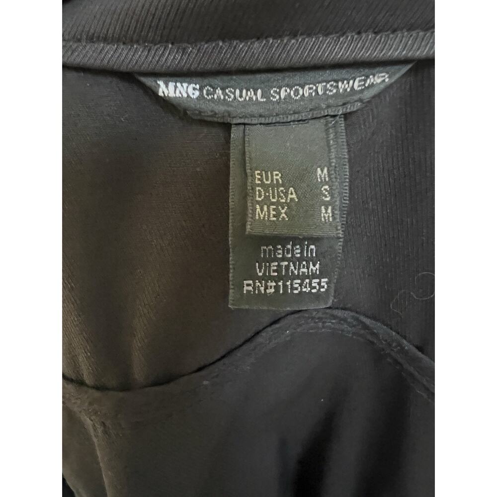 MNG Mango Black Moto Jacket Full Zip Ruched Women’s Sz S Pockets Studded - Picture 6 of 7